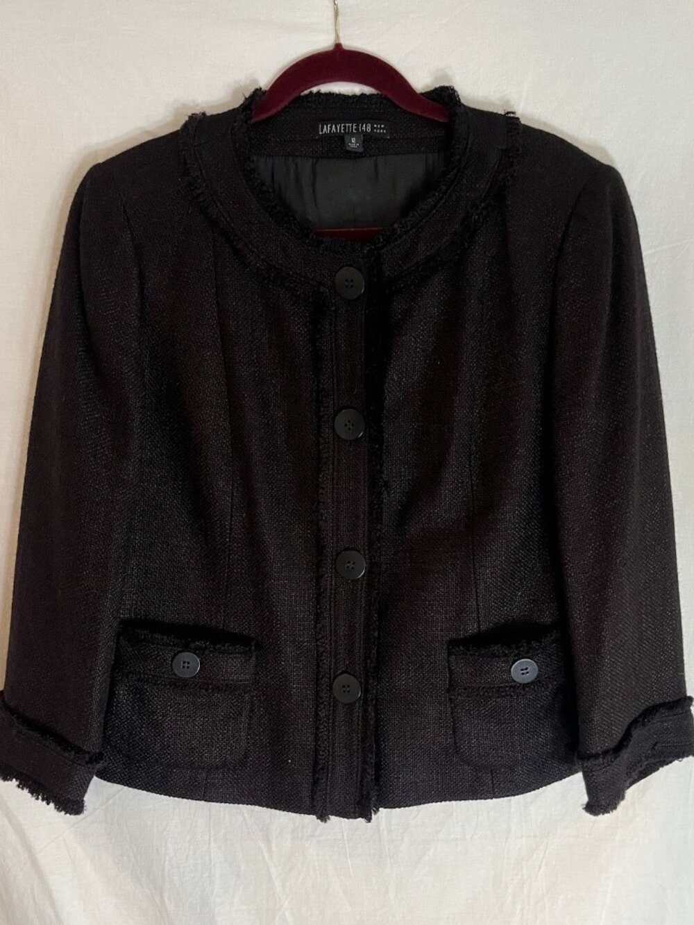 Lafayette 148 New York Womanâs Tweed Mocha Blazer Sz 12 NWOT